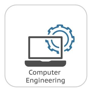 计算机工程图标.齿轮和笔记本电脑.开发符号照片